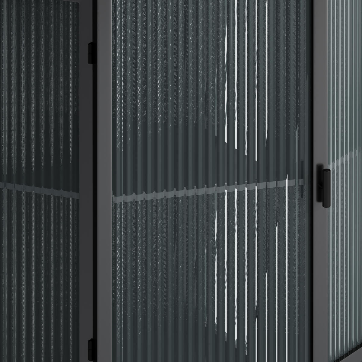 ECKSCHRANK Schwarz Metall & Glas 80cm mit 2 Ebenen & Tür - Schwarz, Metall (56/80/42.5cm) - Urban Meuble
