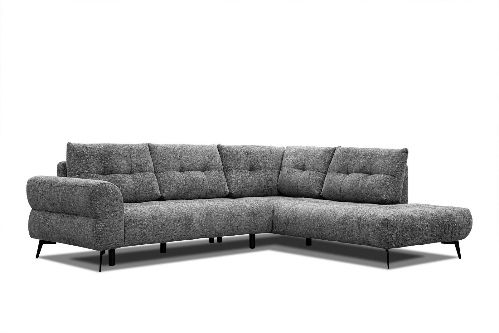 ECKSOFA SALVINI 5-Sitzer, dunkelgrau - Dunkelgrau/Schwarz, Holzwerkstoff/Textil (292/158cm) - Courtois Laville