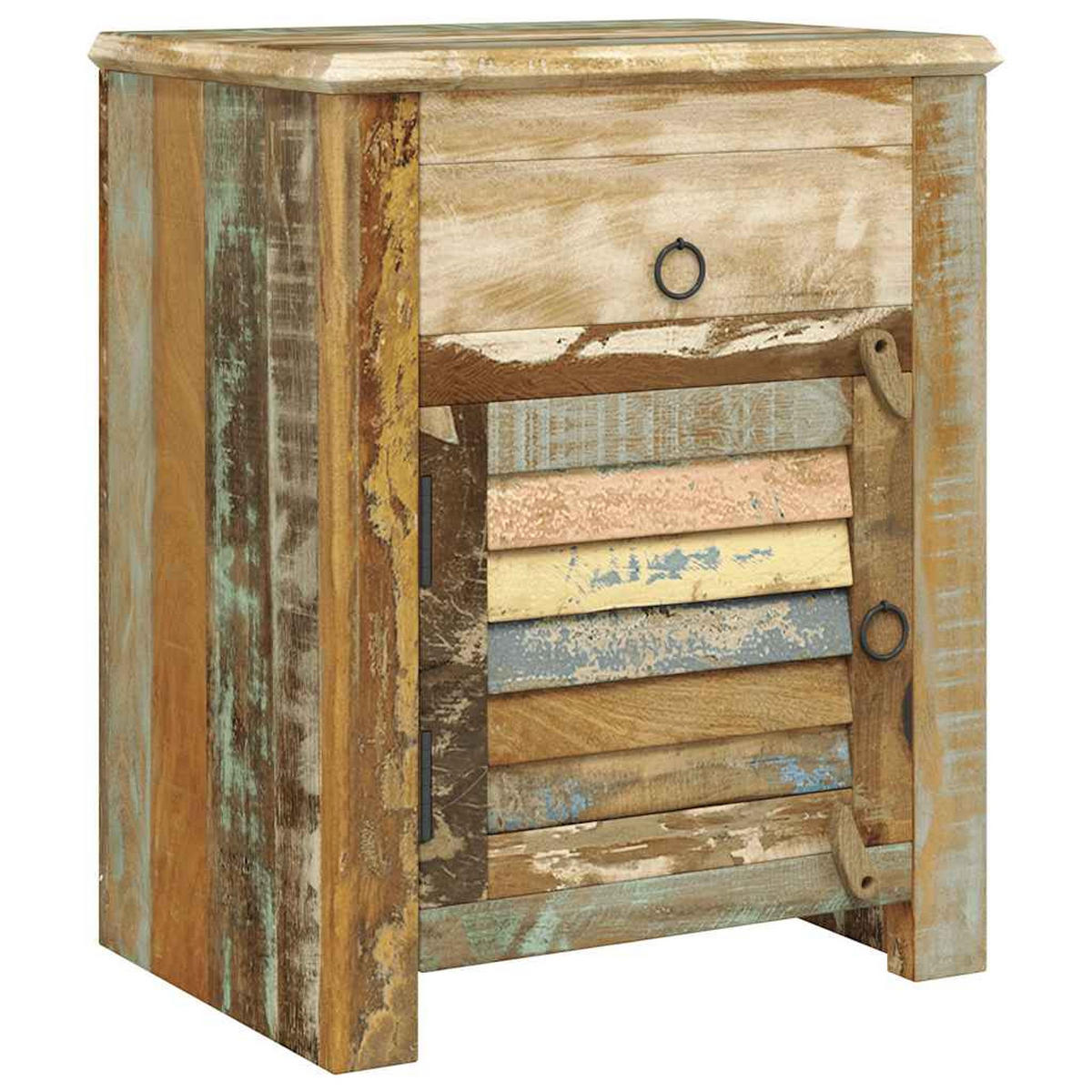 BEISTELLTISCH Mit 1 Schublade & 1 Tür Altholz - Braun, Holz/Holzwerkstoff (33/55/45cm) - vidaXL