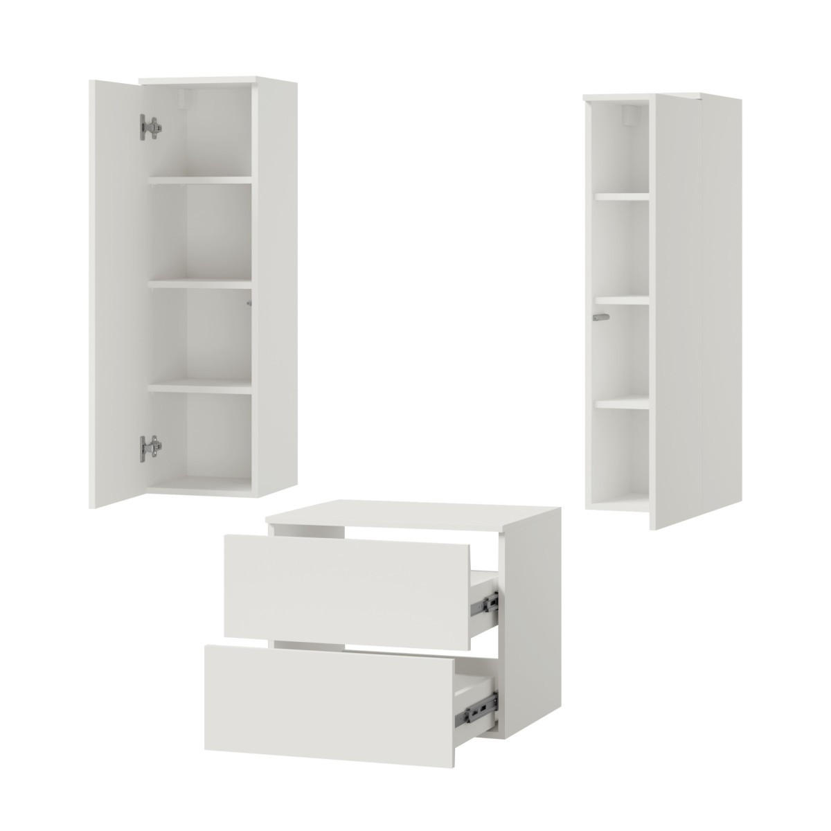 BADMÖBEL-SET Color Weiß 3-Teilig (2S 60 + 1D 100 X2) - Weiß, Holzwerkstoff (120/160/45cm) - mzm24