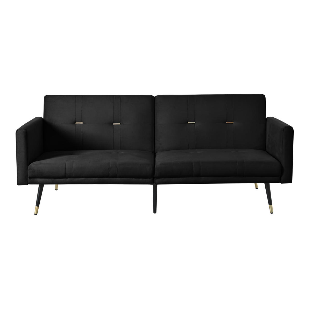 SCHLAFSOFA 2-Sitzer mit verstellbaren Rückenlehnen Samt Black - Schwarz, Holzwerkstoff (164/70/89cm) - Meubliv