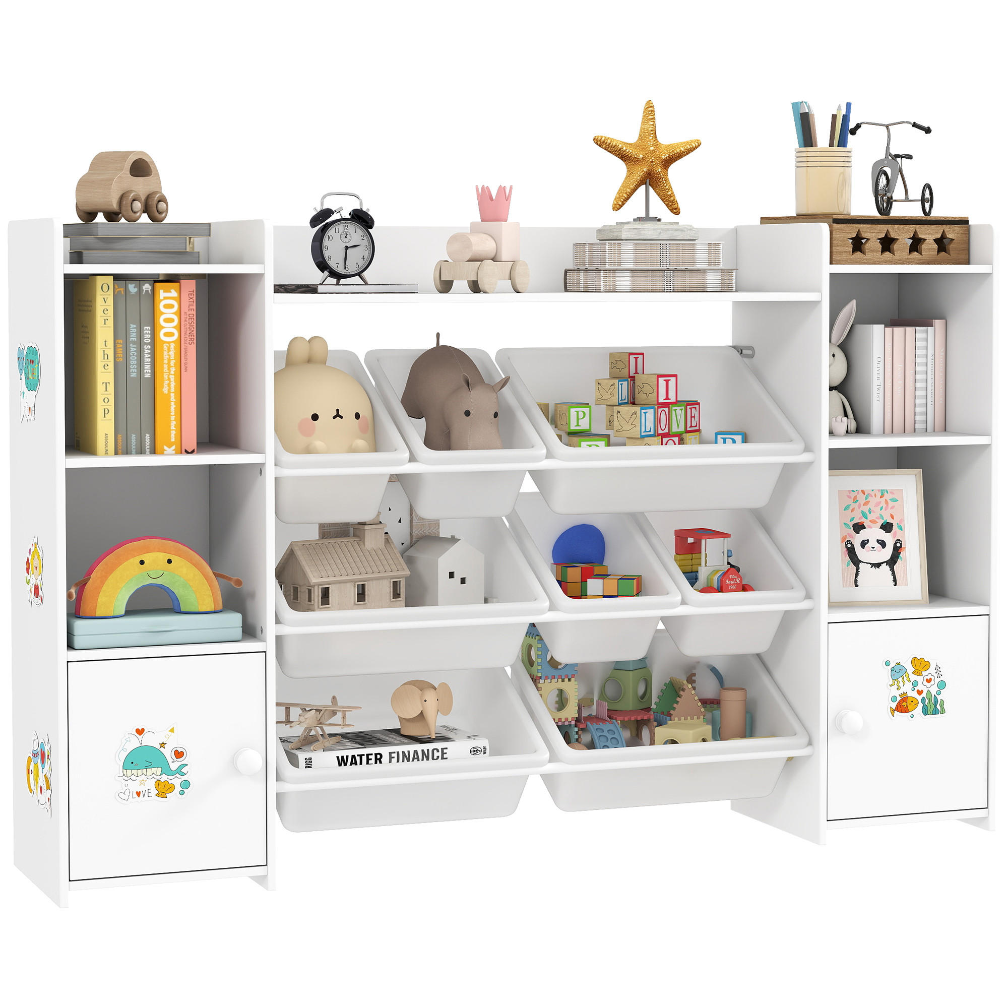 KINDERREGAL DE-17260 8 herausnehmbare Boxen & Bücherregal Weiß - Weiß, Metall (140/90/30cm) - ComfortXL