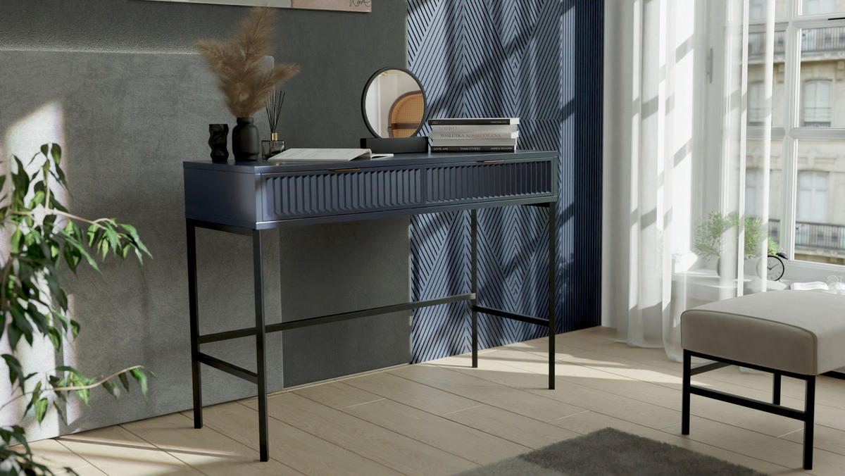 KONSOLENTISCH mit Schubladen, Blau - Blau, Holzwerkstoff (110/41/78cm) - Idohome
