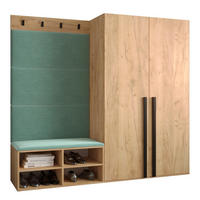 GARDEROBEN-SET 184/184/42 - Eichefarben/Schwarz, Holz/Kunststoff (184/184/42cm) - MÖBEL KRYSPOL