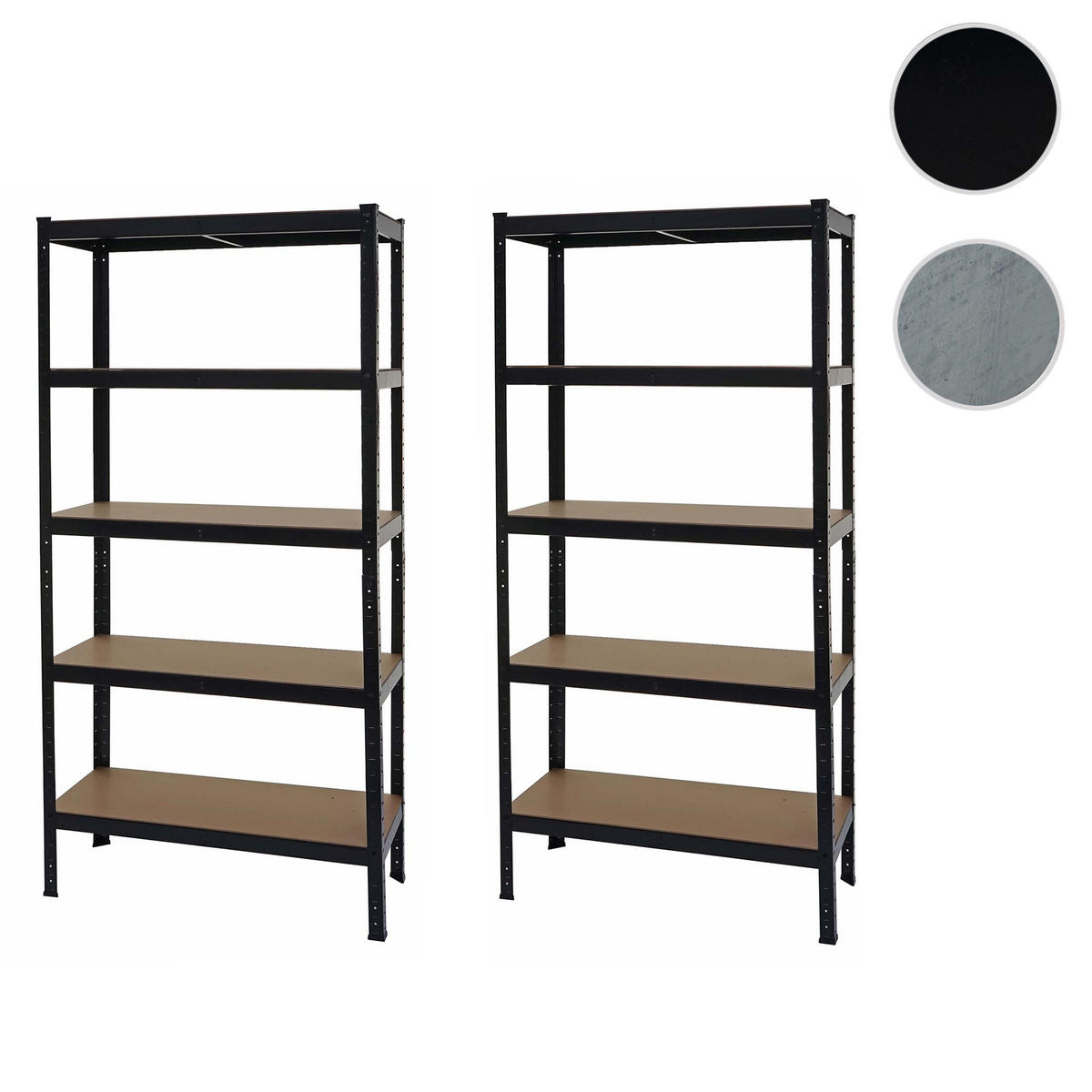 SCHWERLASTREGAL Schwarz, Braun 2er-Set - Schwarz/Braun, Metall (90/180/40cm) - MCW