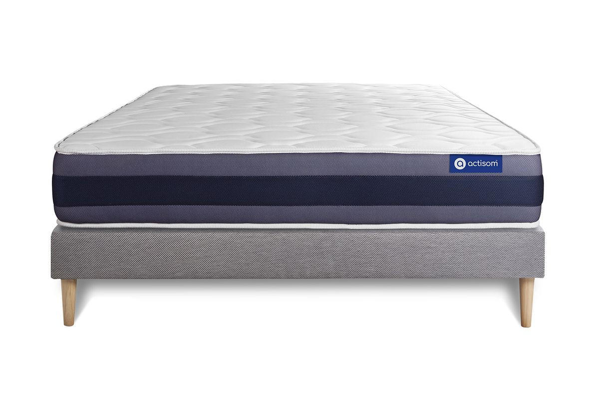 BETT Actimemo morpho Memory-Schaum 130 x 210 cm h1 - Kit Bettgestell Grau - Beige/Grau, Karton/Holz (130/210cm) - ACTISOM