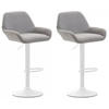 BARHOCKER 2er Set Stoff grau - Weiß/Grau, Textil/Metall (51/89/52cm) - CLP