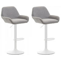 BARHOCKER 2er Set Stoff grau - Weiß/Grau, Textil/Metall (51/89/52cm) - CLP