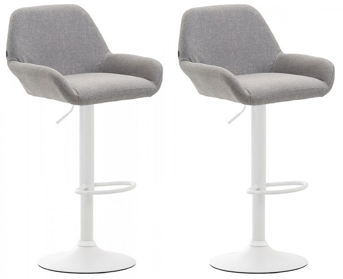 BARHOCKER 2er Set Stoff grau - Weiß/Grau, Textil/Metall (51/89/52cm) - CLP