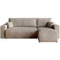 ECKSOFA PUMI mit Schlaffunktion Beige Cord - Beige, Textil (244/148cm) - Bromarkt