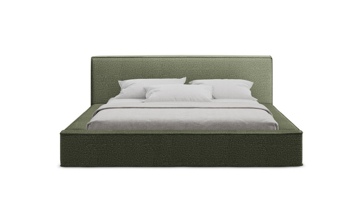 POLSTERBETT mit Bettkasten und Lattenrost 180x240 Grün - Schwarz/Olivgrün, Kunststoff/Textil (140/200cm) - Makamii