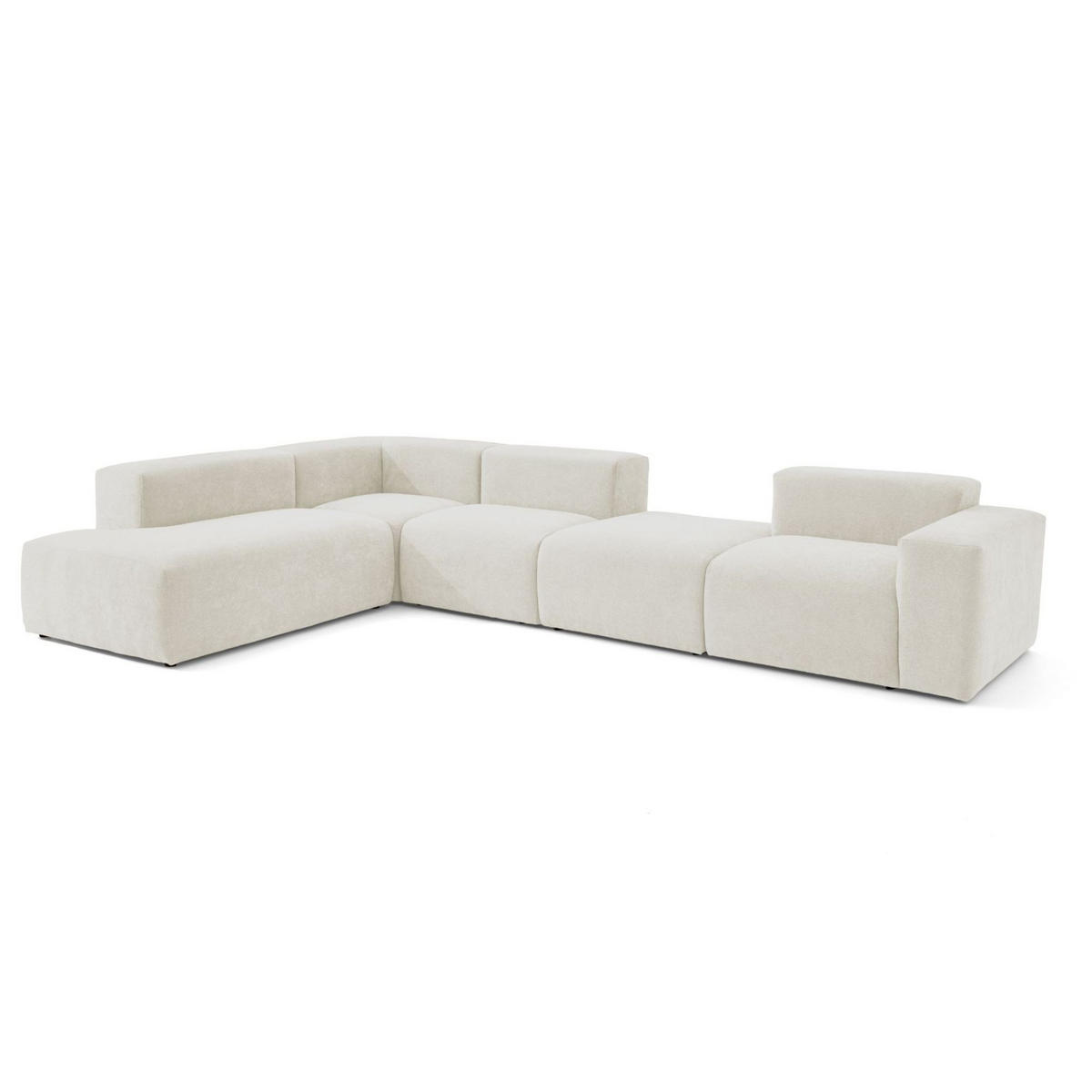5-SITZER modulares Ecksofa HEAVEN SET 5 Links, Breite 380 cm Webstoff Weiß - Schwarz/Weiß, Holz/Kunststoff (380/245cm) - Muffo