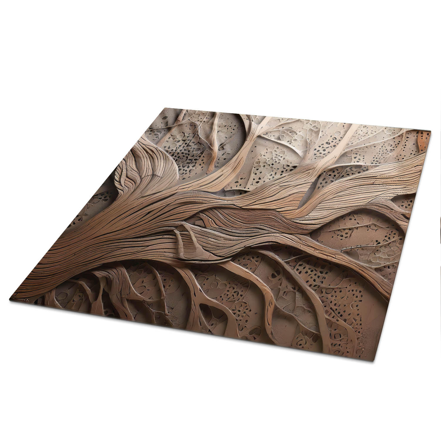TISCHPLATTE 50x50 cm – Würzige Muster - Braun, Glas (50/50/0.4cm) - Wallfluent
