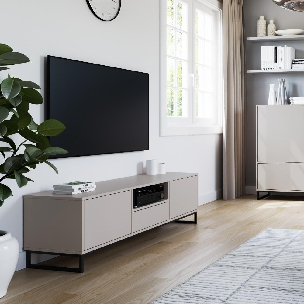 Thumbnail - Beautysofa Lowboard, Beige, Sand, Holzwerkstoff, 1 Schubladen, 160x48.5x45 cm, Wohnzimmer, Wohnwände, Lowboards, Lowboar...