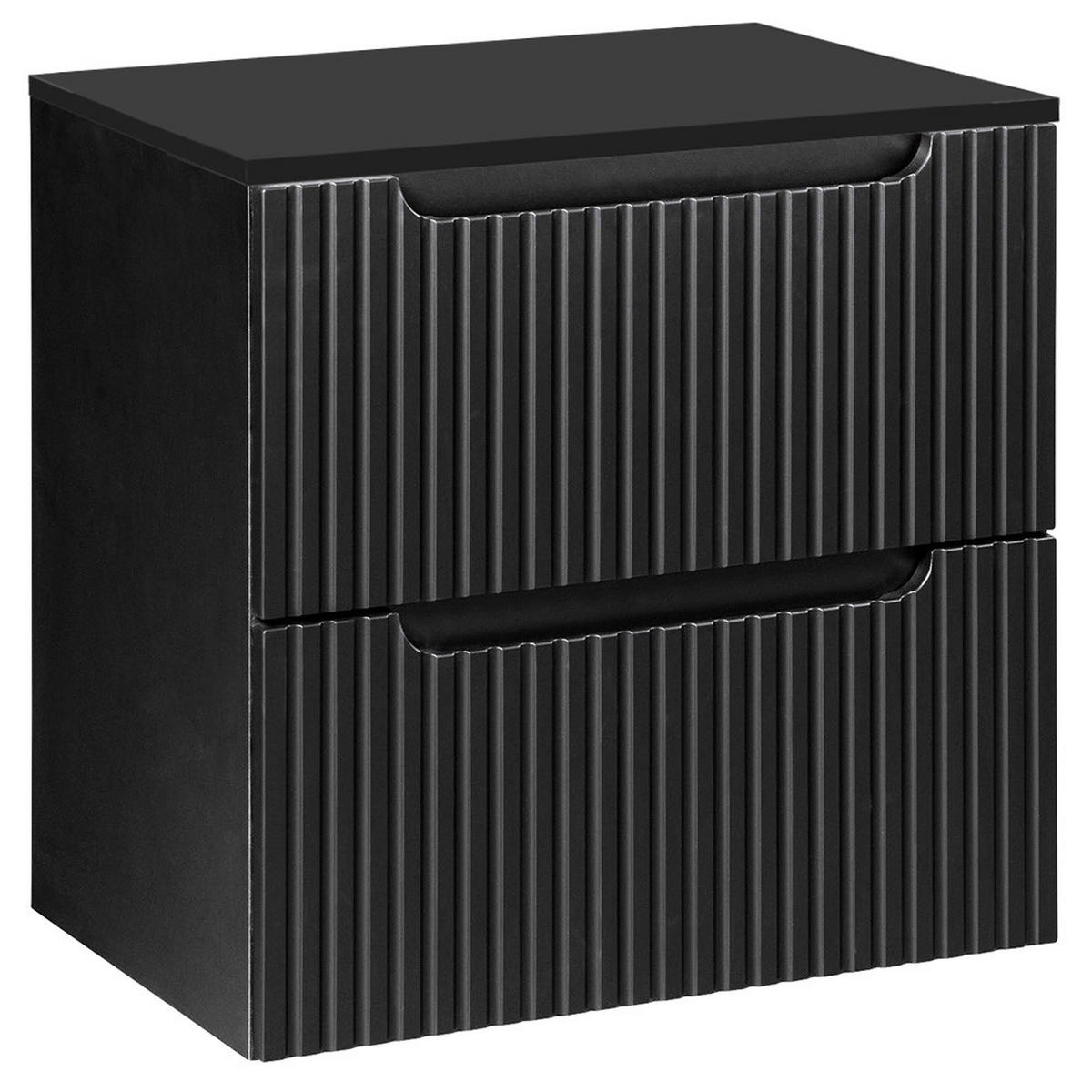 WASCHBECKENSCHRANK Newport-56 - Schwarz, Holzwerkstoff (60/60/40cm) - Lomado