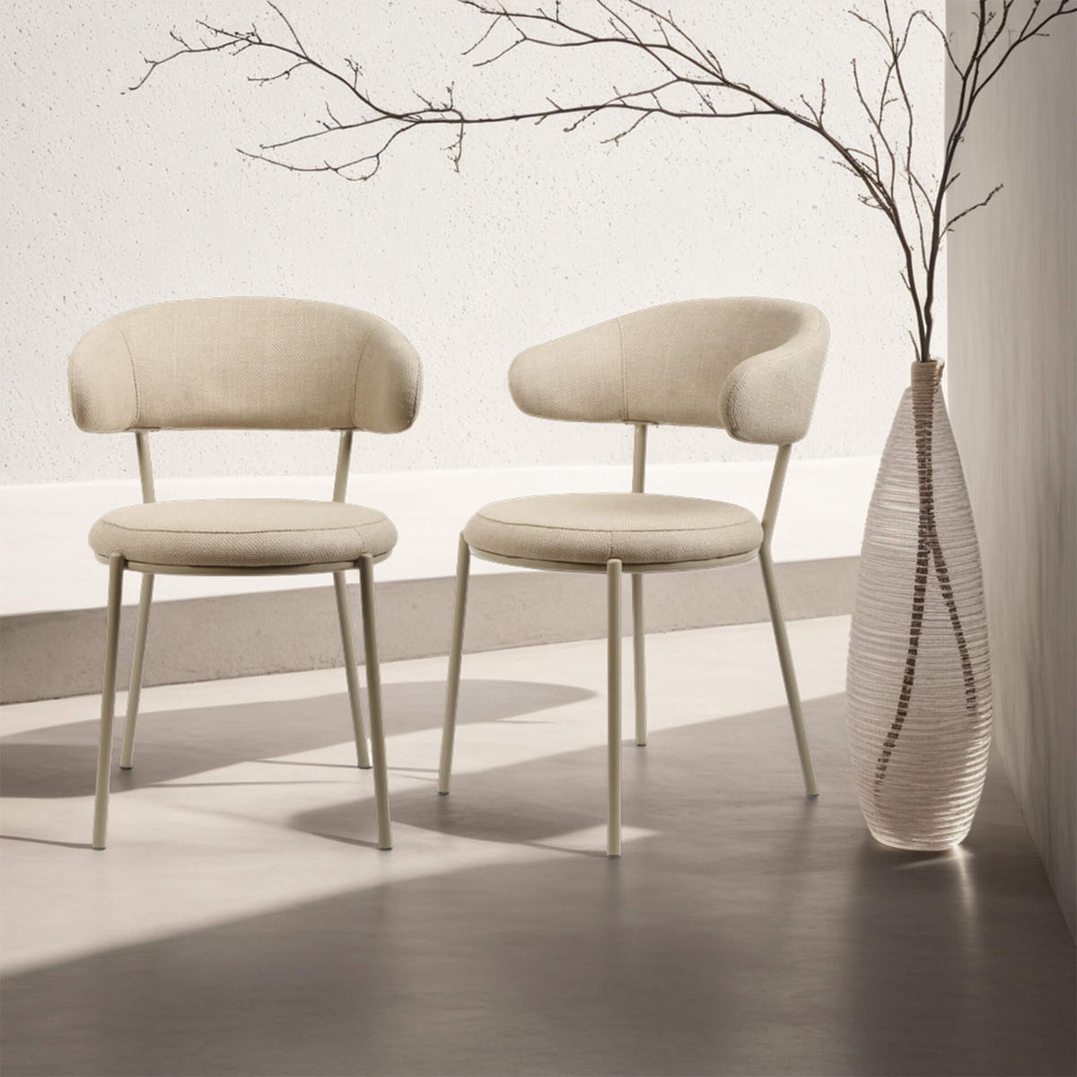 STÜHLE 2er Set Beige 57,5/47,5/80,5 cm - Beige, Textil (47.5/80.5/57.5cm) - Mobili Rebecca