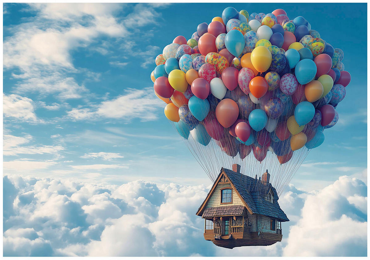 FOTOTAPETE Kinderzimmer Mädchen Märchenhafte Luftballons Himmel 250x175 - Multicolor, Papier (250/175cm) - Wallarena