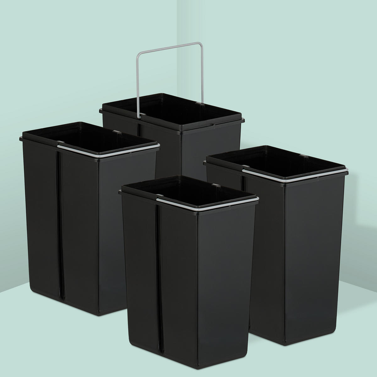 EINBAUMÜLLEIMER - Schwarz, Kunststoff/Metall (34/34.6/51.8cm) - Relaxdays