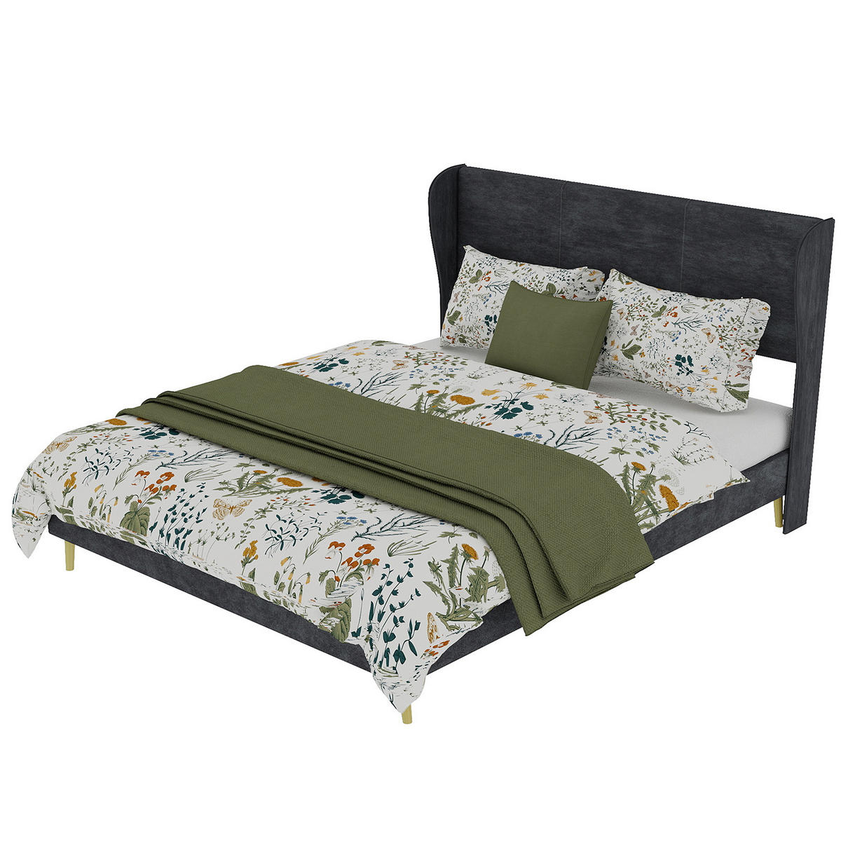 POLSTERBETT 140x200 cm ohne Stauraum grau - Grau, Textil (140/200cm) - LEBENLANG