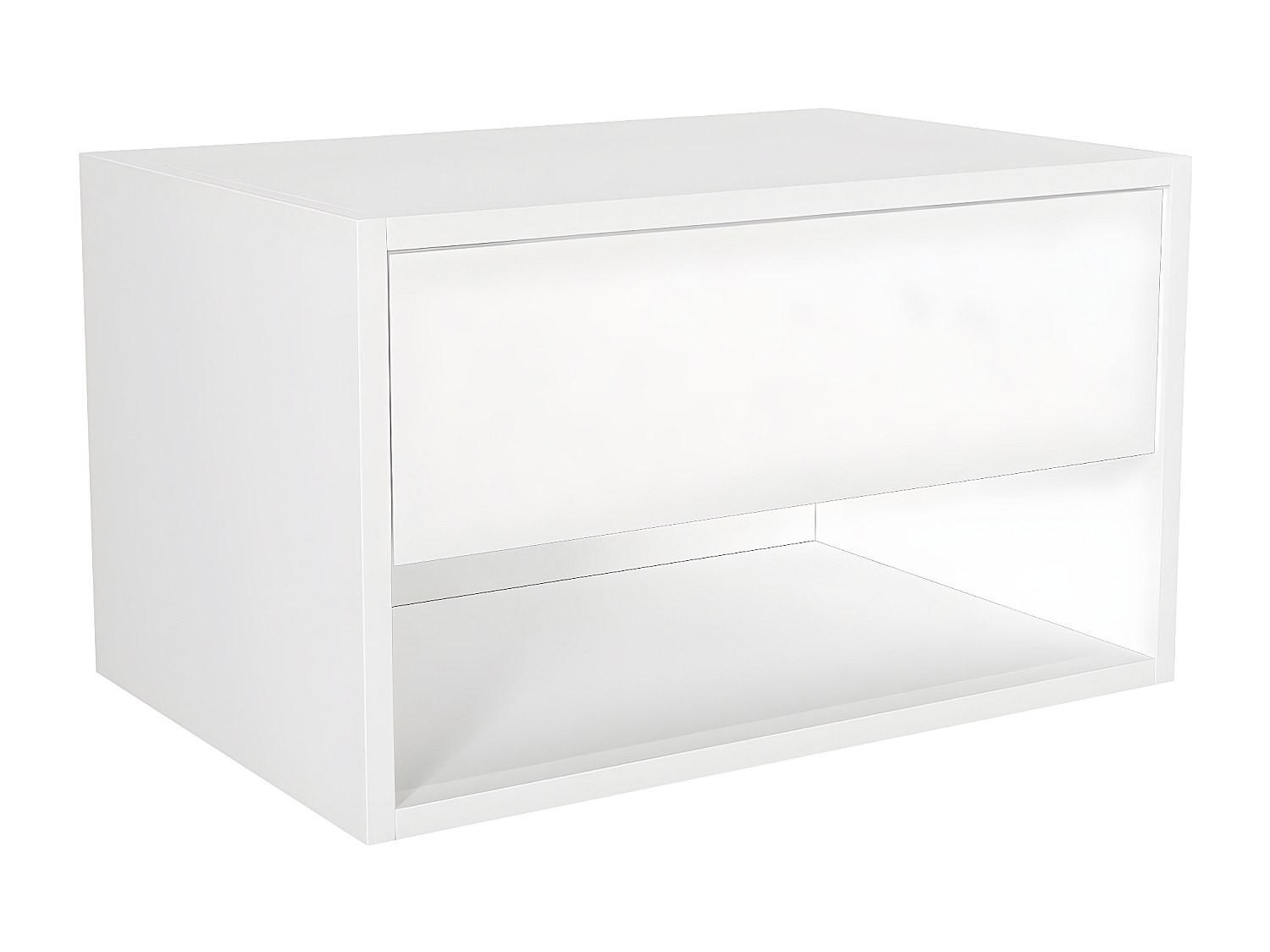 NACHTTISCH hängend - 1 Schublade & 1 Ablage - Weiß - RITAMI - Weiß, Holz (60/35/40cm) - Vente-Unique