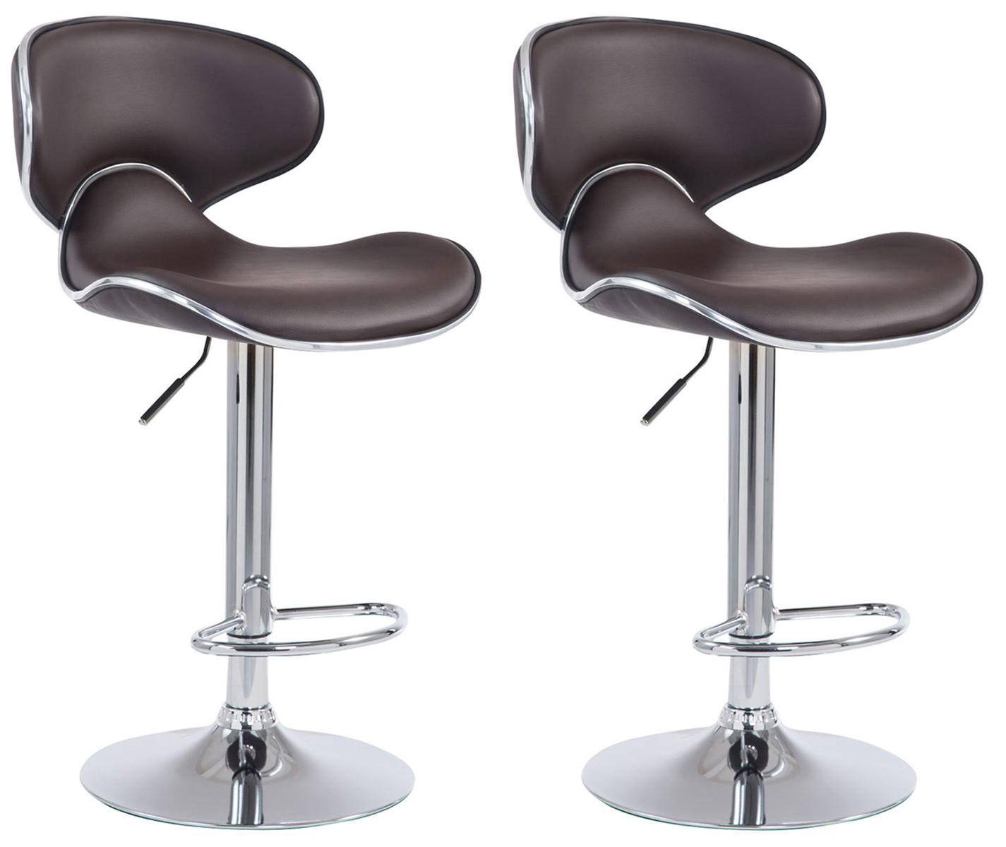 BARHOCKER 2er Set Lederlook braun - Chromfarben/Braun, Textil/Metall (46/88/49cm) - CLP