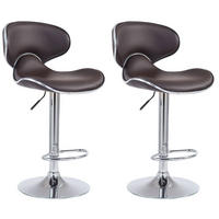BARHOCKER 2er Set Lederlook braun - Chromfarben/Braun, Textil/Metall (46/88/49cm) - CLP