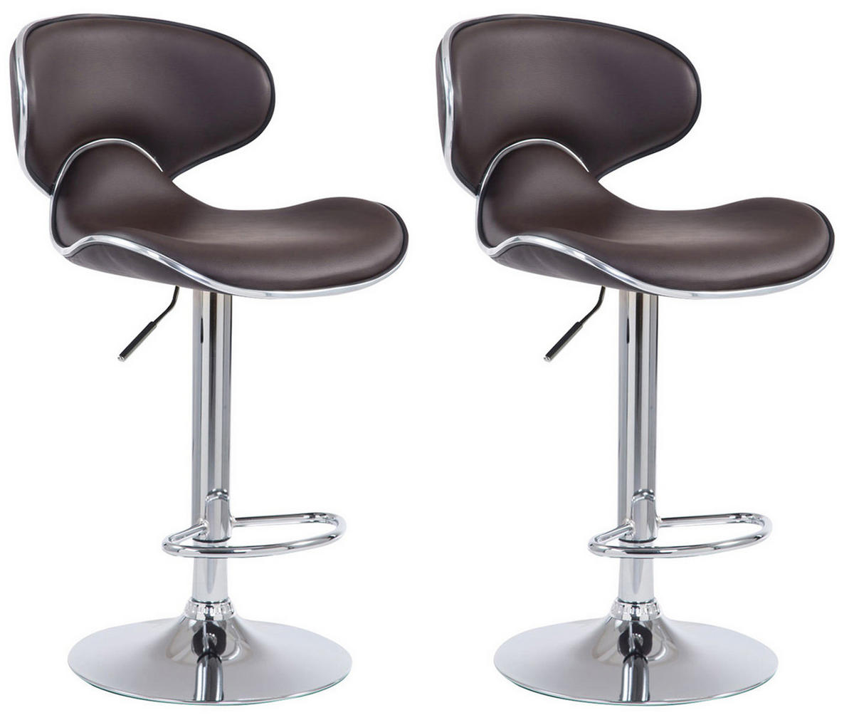 BARHOCKER 2er Set Lederlook braun - Chromfarben/Braun, Textil/Metall (46/88/49cm) - CLP