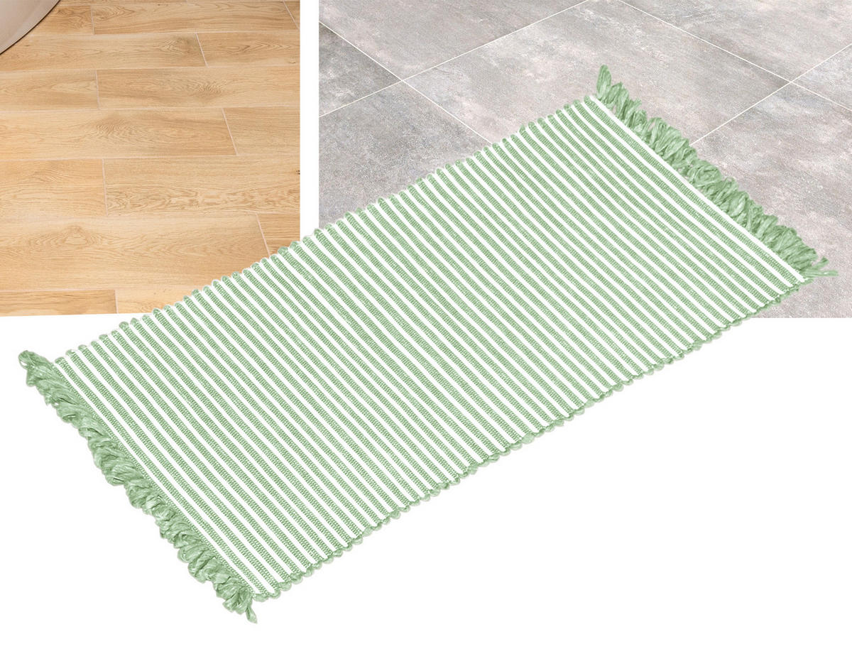HANDGEWEBTER Läufer 60x12 cm Lindgrün - Hellgrün, Naturmaterialien/Textil (60/120cm) - Lashuma