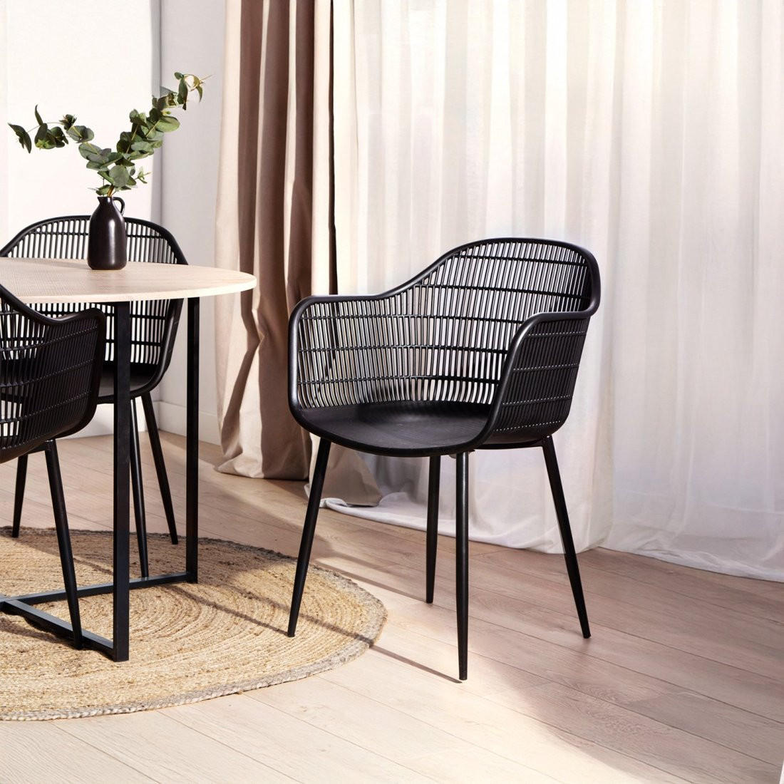 STUHL FÜR DRAUSSEN Layna Schwarz 62 cm x 86 cm - Schwarz, Kunststoff (62/86/55cm)