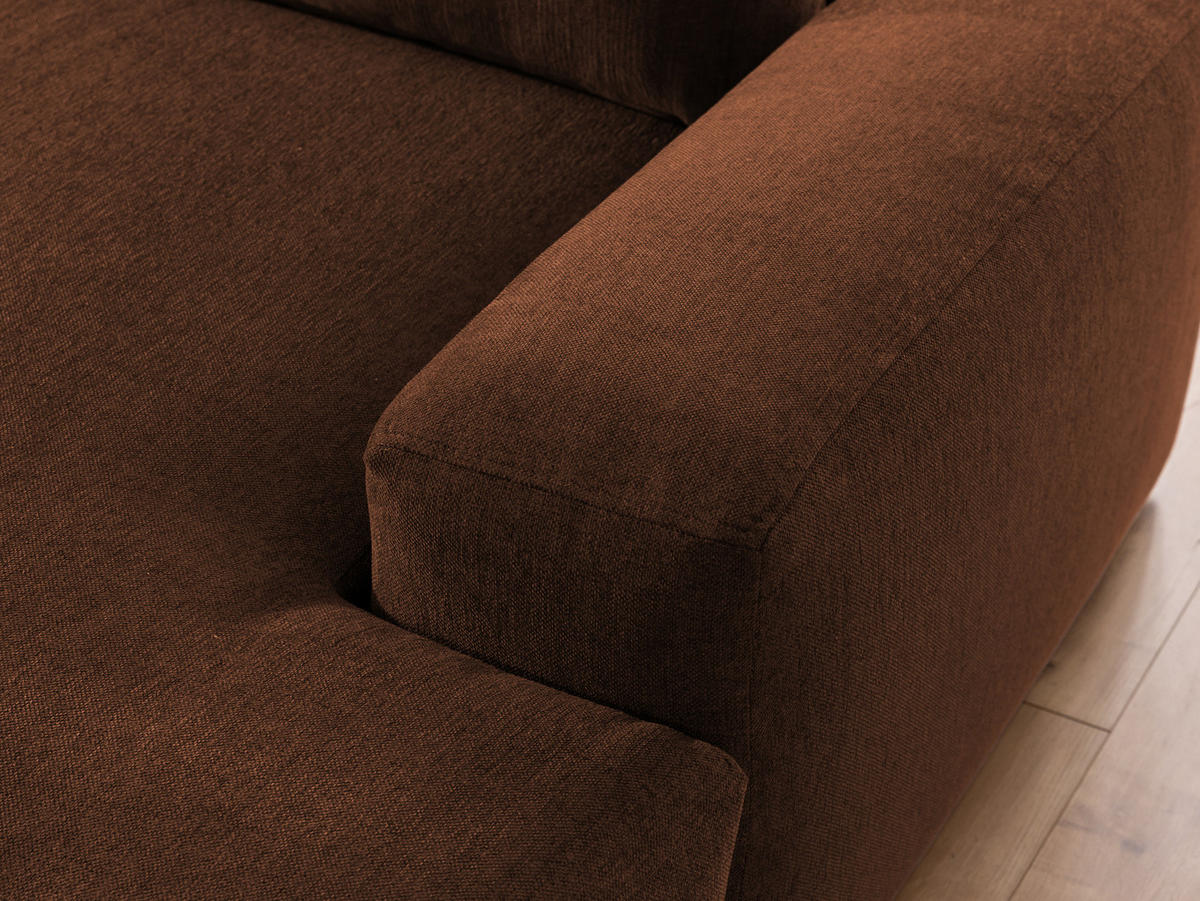 ECKSOFA Lennon aus Braun Strukturstoff mit Schlaffunktion und Bettkasten - Schwarz/Braun, Holz/Kunststoff (264/137cm) - S-Style