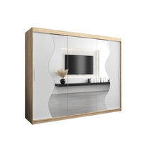 SCHWEBETÜRENSCHRANK 200/250/62 3-türig - Silberfarben/Weiß, Holz/Kunststoff (250/200/62cm) - MÖBEL KRYSPOL