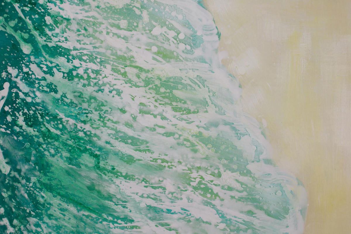 ÖLGEMÄLDE 100/75 cm - Türkis/Beige, Holz/Textil (1.8/75cm) - KUNSTLOFT