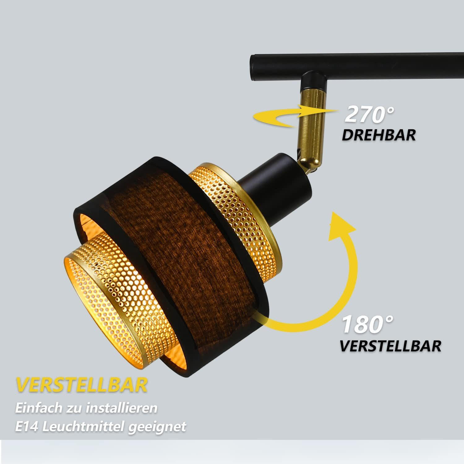 Thumbnail - ZMH Deckenstrahler, Schwarz, Metall, Vintage, Freiform, 17x12x53.5 cm, Lampen & Leuchten, Innenbeleuchtung, Spots & Stra...