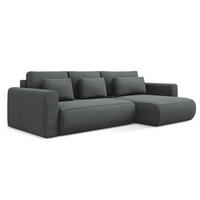 ECKSOFA mit Schlaffunktion Strukturstoff Stoff Grau - Schwarz/Grau, Kunststoff/Textil (278/149cm) - Makamii