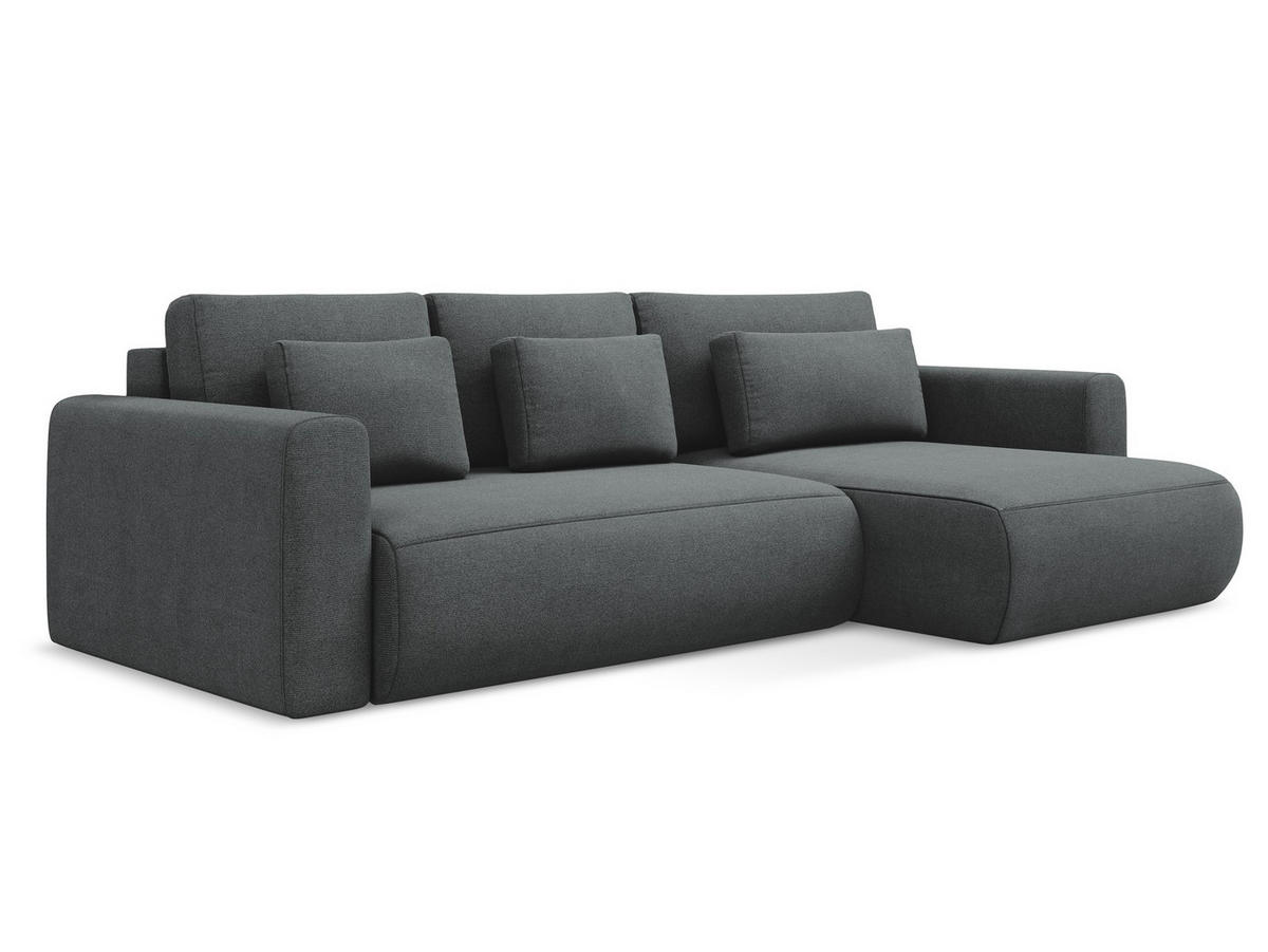 ECKSOFA mit Schlaffunktion Strukturstoff Stoff Grau - Schwarz/Grau, Kunststoff/Textil (278/149cm) - Makamii