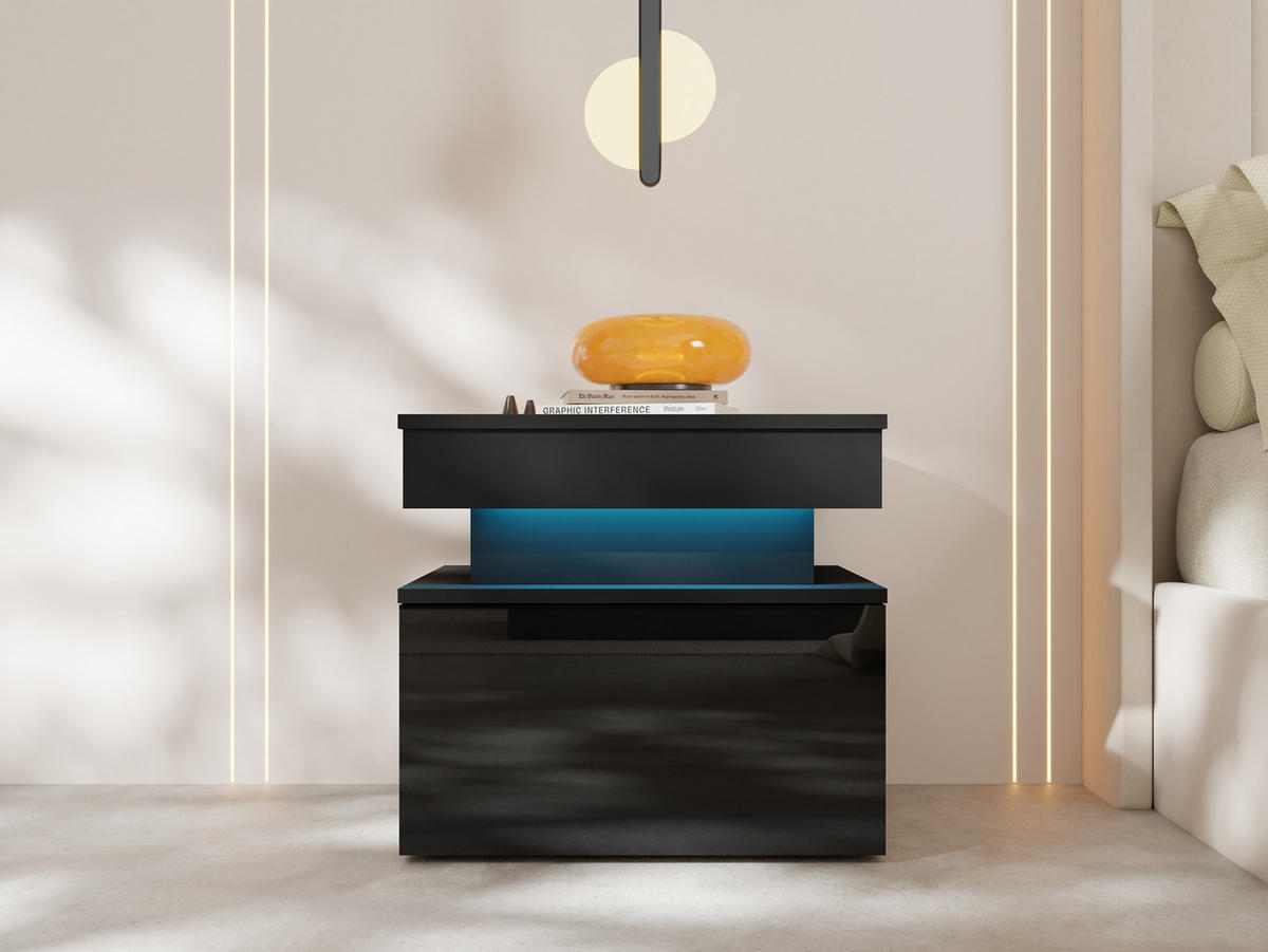 NOPTIERA 1S Glossa - negru, material plastic/compozit lemnos (55/51/39cm) - MIRJAN24