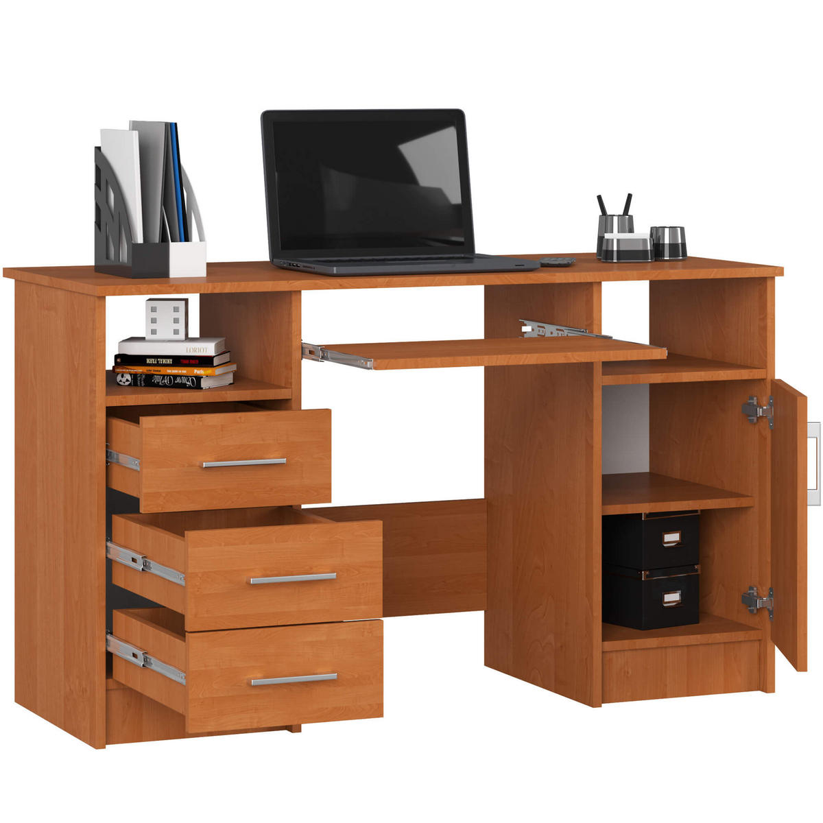 SCHREIBTISCH Erlefarben 124x52x74 cm - Silberfarben/Erlefarben, Holzwerkstoff/Kunststoff (52/124/74cm) - Akord