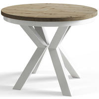 ESSZIMMERTISCH LOFT, ausziehbarer Tisch 100 cm/180 cm, Farbe: Mattbraun, mit Metallbeinen in Farbe Weiß - Hellbraun/Weiß, Holzwerkstoff (100/100/76cm) - Alpi-Möbel