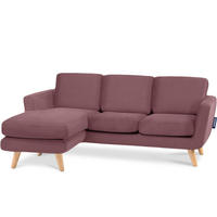 3-SITZER-ECKSOFA-LINKS TAGIO mit Ottomane , rosa - Koralle/Braun, Buchenholz/Textil (190/151cm) - KONSIMO®