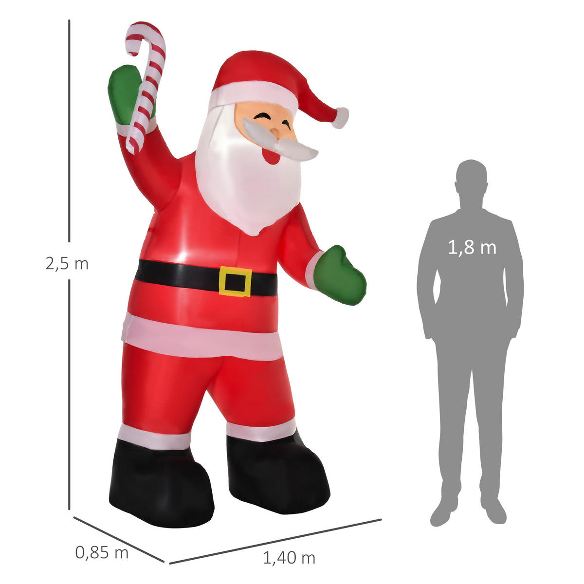 WEIHNACHTSMANN Weiß 140.0/85.0/250.0cm - Weiß, Textil (85/250/140cm)