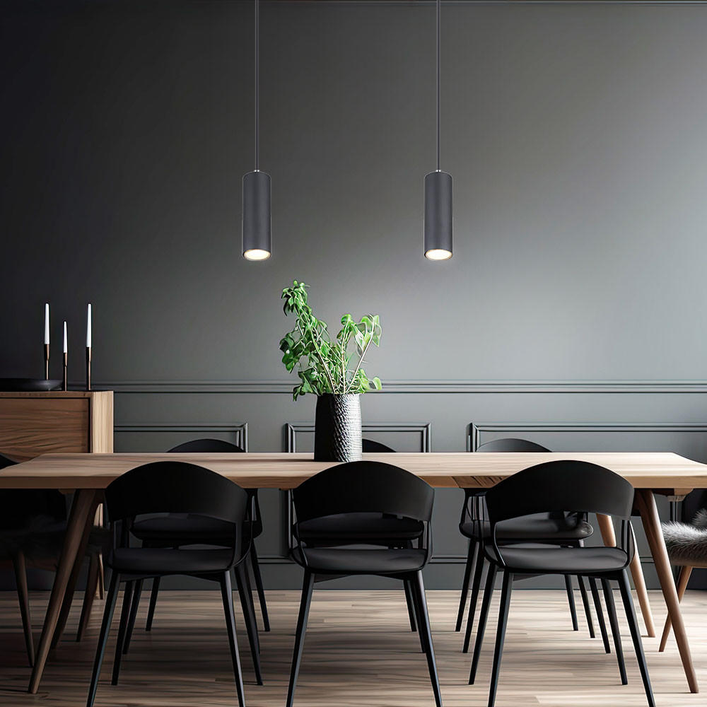 HÄNGELEUCHTE Metall Schwarz matt 2er Set - Schwarz, Metall (9/9/120cm) - Globo Lighting