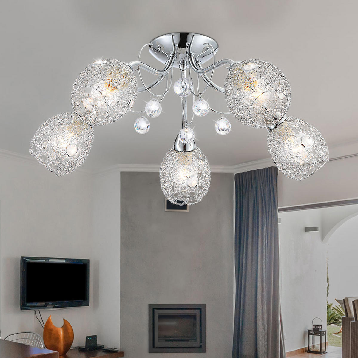 LED DECKENLEUCHTE Metall Weiß - Silberfarben, Metall (54/54/22cm) - Globo Lighting