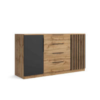 KOMMODE ZENO 160/89/44cm mit 4 Schubladen 2 Türen Eiche Wotan - Eiche Wotan, Holzwerkstoff (160/89/44cm) - MASSENO