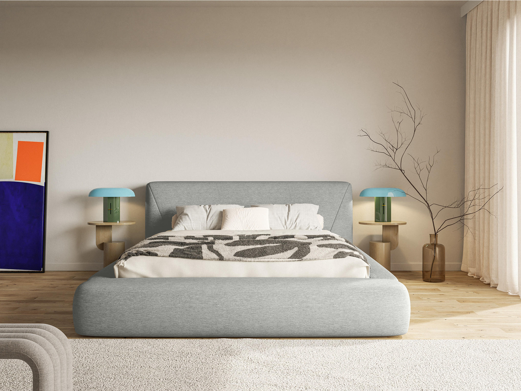 POLSTERBETT Vemmo 200x200 cm, Hellgrau - Hellgrau, Textil (200/200cm) - Fedve