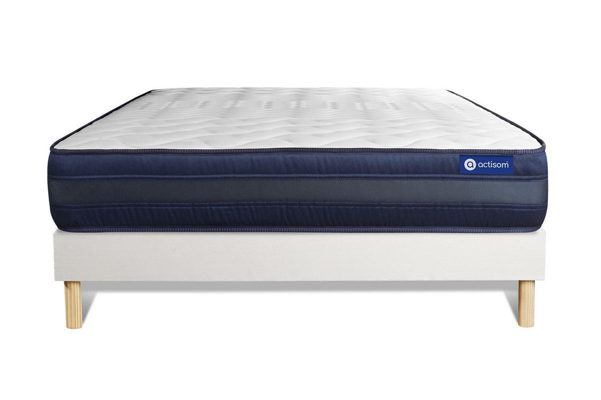 BETT Actimemo tech Memory-Schaum 160 x 190 cm h4 - Kit Bettgestell Weiß - Beige/Weiß, Holz (160/190cm) - ACTISOM