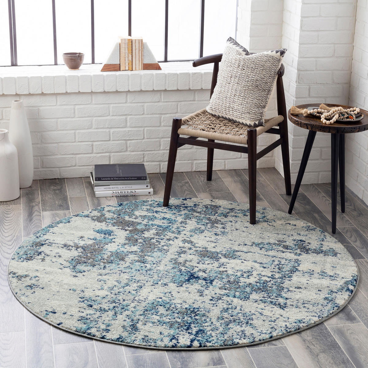 KURZFLORTEPPICH Rund Ø 160 cm Blau - Blau, Naturmaterialien/Textil (160/160cm) - LIVABLISS