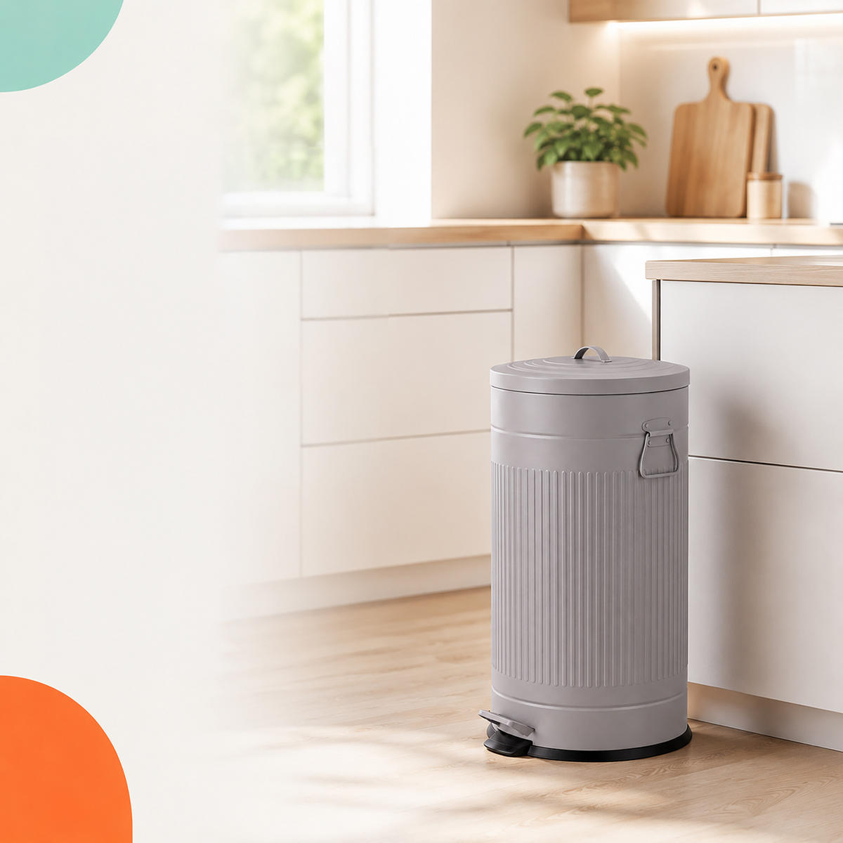 MÜLLEIMER Grau Treteimer Soft-Close 40 l - Grau, Kunststoff/Metall (35/67/35cm) - Relaxdays