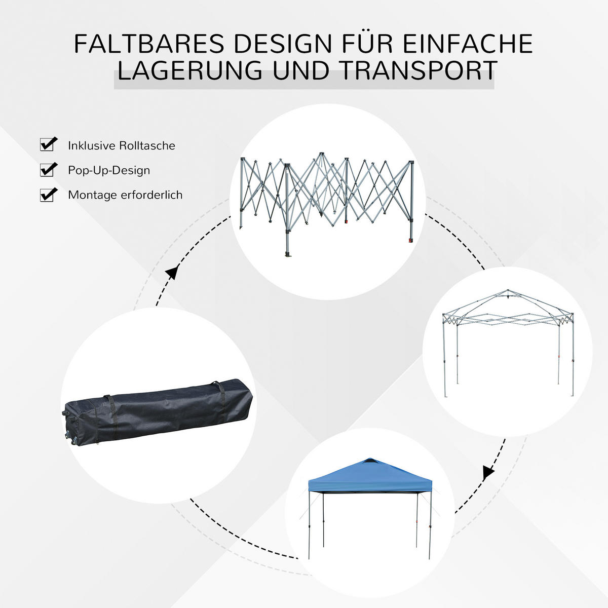 PAVILLON ca. 3x 3m - Blau, Kunststoff (295/264/295cm) - Outsunny
