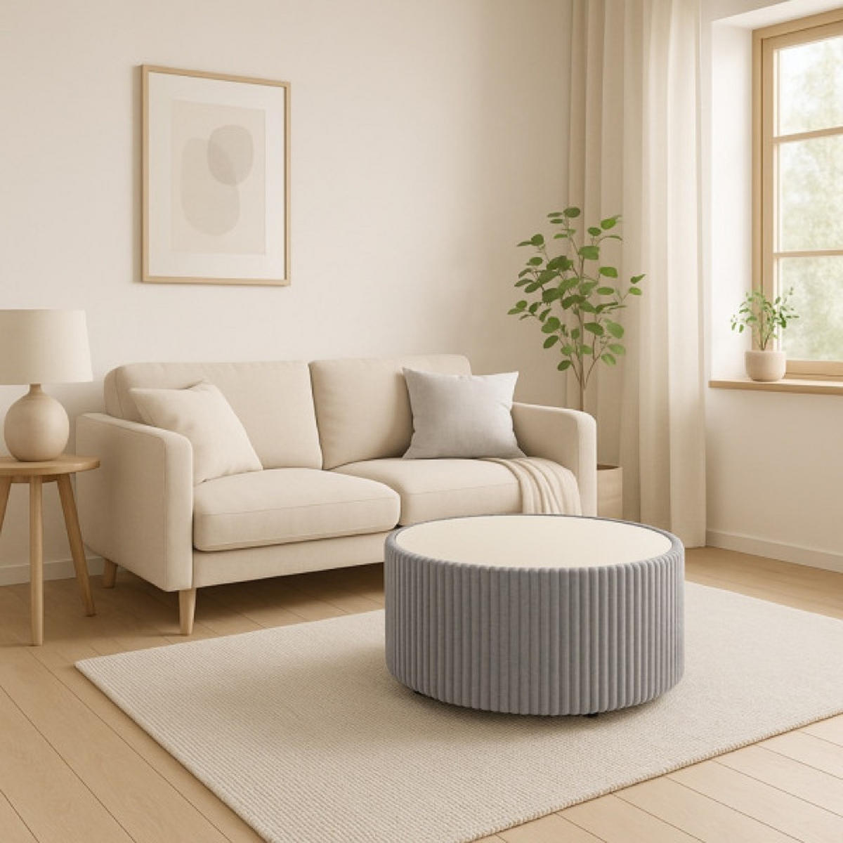TISCH Hellgrau MIJA Gepolstert Tilia 89x89x42 cm Aus Holzwerkstoff - Grau, Holzwerkstoff (89/89/42cm) - Sepro Meble