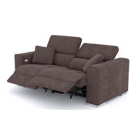 SOFA QUARTZ 3-Sitzer mit 2 Relaxfunktionen, dunkelbraun - Dunkelbraun/Silberfarben, Holzwerkstoff/Textil (204/80/102cm) - Courtois Laville